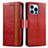 Custodia Portafoglio In Pelle Cover con Supporto F03 per Apple iPhone 14 Pro Max Rosso