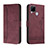 Custodia Portafoglio In Pelle Cover con Supporto H01X per Realme C25 Rosso