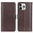 Custodia Portafoglio In Pelle Cover con Supporto H02 per Apple iPhone 14 Pro Marrone