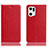 Custodia Portafoglio In Pelle Cover con Supporto H02P per Oppo Find X5 5G Rosso