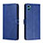 Custodia Portafoglio In Pelle Cover con Supporto H02X per Motorola Moto E22S Blu