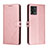 Custodia Portafoglio In Pelle Cover con Supporto H02X per Motorola Moto G72 Oro Rosa