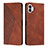 Custodia Portafoglio In Pelle Cover con Supporto H02X per Nothing Phone 1 Marrone