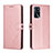 Custodia Portafoglio In Pelle Cover con Supporto H02X per Oppo A55 5G Oro Rosa