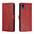 Custodia Portafoglio In Pelle Cover con Supporto H02X per Samsung Galaxy A03 Core Rosso