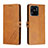 Custodia Portafoglio In Pelle Cover con Supporto H02X per Xiaomi Redmi 10 India Marrone Chiaro