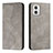 Custodia Portafoglio In Pelle Cover con Supporto H03X per Motorola Moto G73 5G Grigio