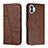 Custodia Portafoglio In Pelle Cover con Supporto H03X per Nothing Phone 1 Marrone