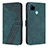 Custodia Portafoglio In Pelle Cover con Supporto H04X per Realme C25Y India Verde