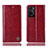 Custodia Portafoglio In Pelle Cover con Supporto H06P per Oppo A36 Rosso