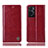 Custodia Portafoglio In Pelle Cover con Supporto H06P per Oppo A76 Rosso