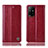 Custodia Portafoglio In Pelle Cover con Supporto H06P per Oppo A95 5G Rosso