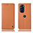 Custodia Portafoglio In Pelle Cover con Supporto H07P per Motorola Moto Edge X30 5G Arancione