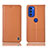 Custodia Portafoglio In Pelle Cover con Supporto H07P per Motorola Moto G51 5G Arancione