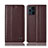 Custodia Portafoglio In Pelle Cover con Supporto H07P per Oppo Find X3 Pro 5G Marrone