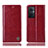 Custodia Portafoglio In Pelle Cover con Supporto H09P per Oppo A96 5G Rosso