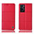 Custodia Portafoglio In Pelle Cover con Supporto H10P per Oppo A76 Rosso