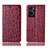 Custodia Portafoglio In Pelle Cover con Supporto H16P per Oppo A76 Rosso