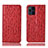 Custodia Portafoglio In Pelle Cover con Supporto H18P per Oppo Find X3 Pro 5G Rosso