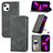 Custodia Portafoglio In Pelle Cover con Supporto H30 per Apple iPhone 13 Grigio Scuro