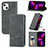 Custodia Portafoglio In Pelle Cover con Supporto H30 per Apple iPhone 13 Mini Grigio Scuro