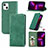 Custodia Portafoglio In Pelle Cover con Supporto H30 per Apple iPhone 13 Verde