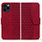 Custodia Portafoglio In Pelle Cover con Supporto HF1 per Apple iPhone 15 Pro Max Rosso