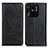 Custodia Portafoglio In Pelle Cover con Supporto K01Z per Xiaomi Redmi 10 India Nero