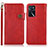 Custodia Portafoglio In Pelle Cover con Supporto K03Z per Oppo A16 Rosso