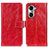 Custodia Portafoglio In Pelle Cover con Supporto K04Z per Huawei Honor 60 5G Rosso