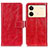 Custodia Portafoglio In Pelle Cover con Supporto K04Z per Xiaomi Redmi Note 13R Pro 5G Rosso