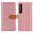 Custodia Portafoglio In Pelle Cover con Supporto K05Z per Sony Xperia 1 III Rosa