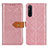 Custodia Portafoglio In Pelle Cover con Supporto K05Z per Sony Xperia 1 V Rosa