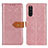 Custodia Portafoglio In Pelle Cover con Supporto K05Z per Sony Xperia 10 III SO-52B Rosa