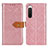 Custodia Portafoglio In Pelle Cover con Supporto K05Z per Sony Xperia 10 IV SO-52C Rosa