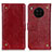 Custodia Portafoglio In Pelle Cover con Supporto K06Z per Huawei Honor 50 Lite Rosso