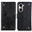 Custodia Portafoglio In Pelle Cover con Supporto K06Z per Huawei Honor 60 Pro 5G Nero