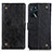 Custodia Portafoglio In Pelle Cover con Supporto K06Z per Oppo A16 Nero