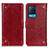 Custodia Portafoglio In Pelle Cover con Supporto K06Z per Oppo A54 4G Rosso