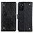 Custodia Portafoglio In Pelle Cover con Supporto K06Z per Oppo A55S 5G Nero