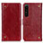 Custodia Portafoglio In Pelle Cover con Supporto K06Z per Sony Xperia 1 IV Rosso