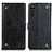 Custodia Portafoglio In Pelle Cover con Supporto K06Z per Sony Xperia 10 III SOG04 Nero