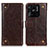 Custodia Portafoglio In Pelle Cover con Supporto K06Z per Xiaomi Redmi 10 India Marrone