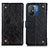 Custodia Portafoglio In Pelle Cover con Supporto K06Z per Xiaomi Redmi 12C 4G Nero