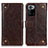 Custodia Portafoglio In Pelle Cover con Supporto K06Z per Xiaomi Redmi Note 10 Pro 5G Marrone