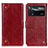 Custodia Portafoglio In Pelle Cover con Supporto K06Z per Xiaomi Redmi Note 11E Pro 5G Rosso