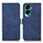 Custodia Portafoglio In Pelle Cover con Supporto K08Z per Huawei Honor 90 Lite 5G Blu