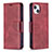 Custodia Portafoglio In Pelle Cover con Supporto L01 per Apple iPhone 13 Rosso