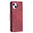 Custodia Portafoglio In Pelle Cover con Supporto L01 per Apple iPhone 13 Rosso