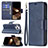 Custodia Portafoglio In Pelle Cover con Supporto L01 per Apple iPhone 14 Pro Blu